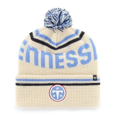  Tennessee Titans '47 Quattrle Cuffed Knit Hat with Pom - Natural