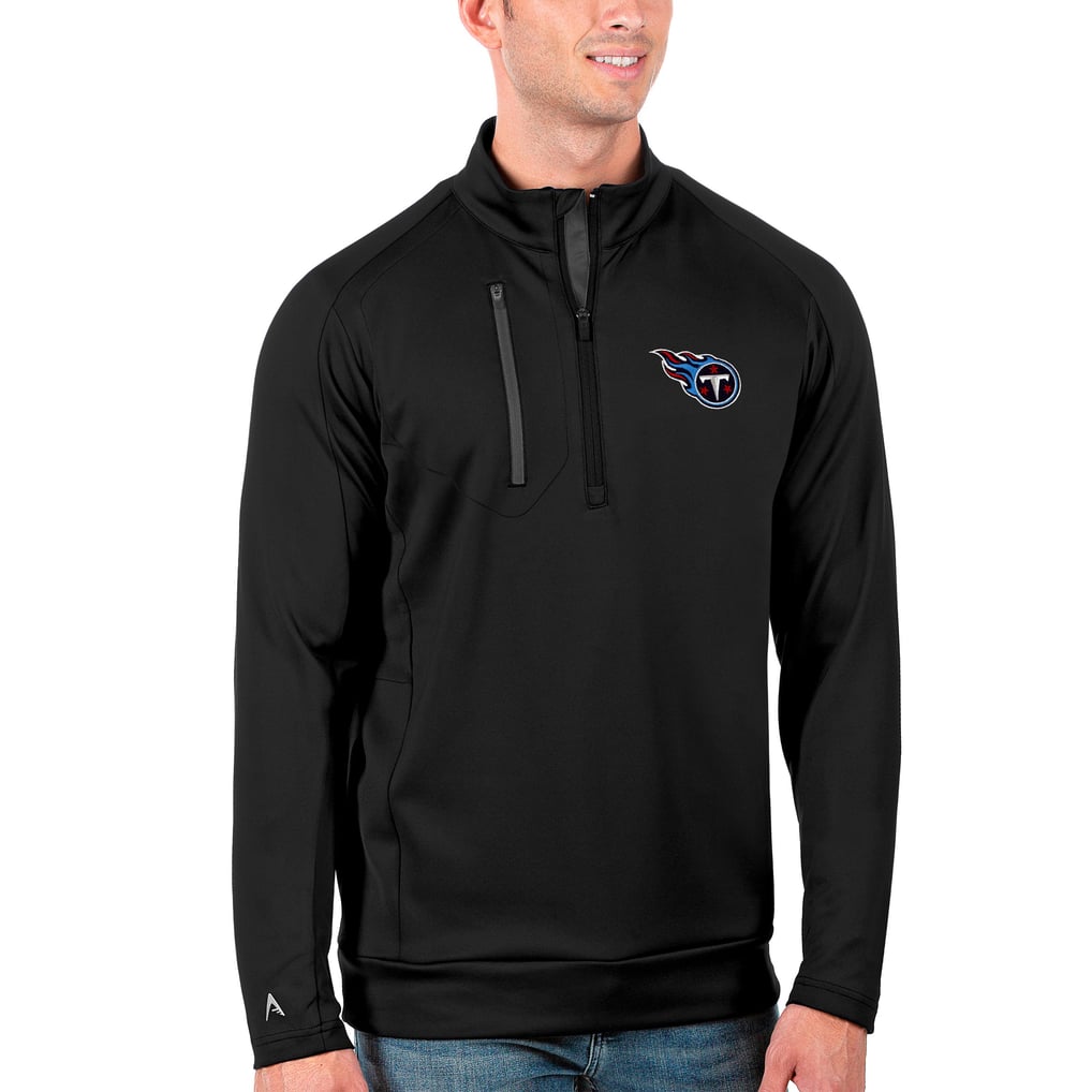 Tennessee Titans Antigua Generation Quarter-Zip Pullover Jacket - Black/Charcoal