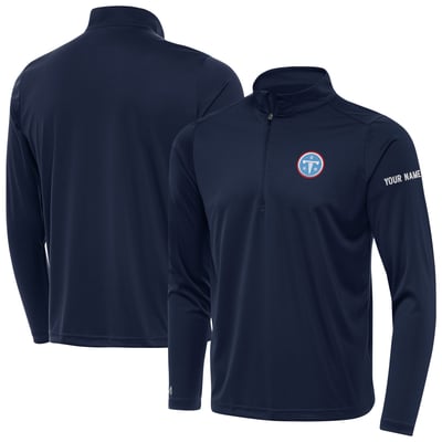 Tennessee Titans Antigua  Personalized Tribute Quarter-Zip Pullover - Navy