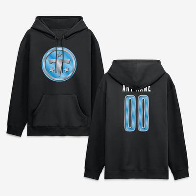 Tennessee Titans Big & Tall Metallic Mascot Personalized Name & Number Hoodie - Black