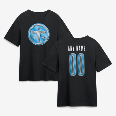 Tennessee Titans  Metallic Mascot Personalized Name & Number T-Shirt - Black