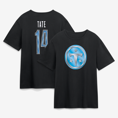 Carnell Tate Tennessee Titans Metallic Mascot Name & Number T-Shirt - Black