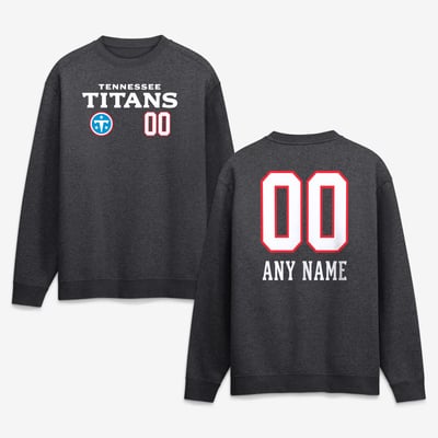 Tennessee Titans  Touchdown Wordmark Personalized Name & Number Sweatshirt - Charcoal
