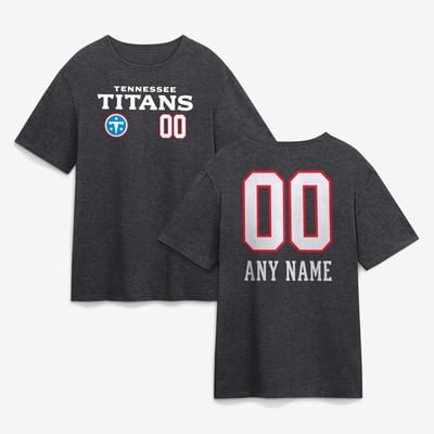 Tennessee Titans  Touchdown Wordmark Personalized Name & Number T-Shirt - Charcoal