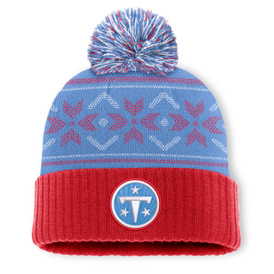 Tennessee Titans Fanatics Snowday Cuffed Knit Hat with Pom - Blue/Red