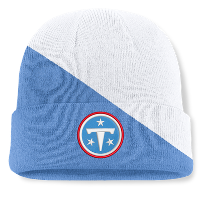 Tennessee Titans Fanatics Tilt Cuffed Knit Hat - White/Light Blue