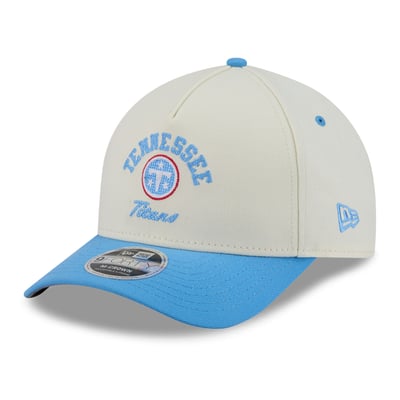 Tennessee Titans New Era Arch 9FORTY A-Frame M-Crown Adjustable Hat - Cream/Light Blue