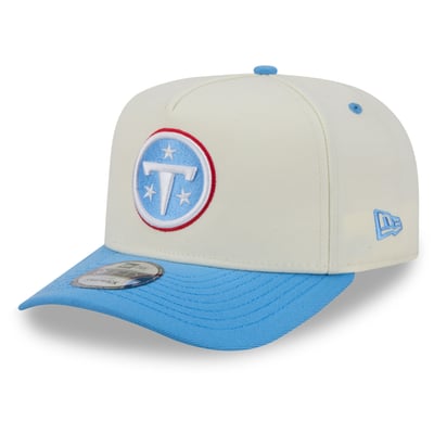 Tennessee Titans New Era Rear Wordmark A-Frame 9FIFTY Snapback Hat - Cream/Light Blue