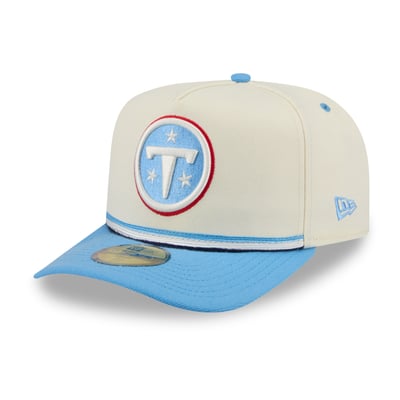 Tennessee Titans New Era Vintage A-Frame 59FIFTY Fitted Hat - Cream/Light Blue