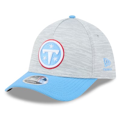 Tennessee Titans New Era Tech M-Crown A-Frame 39THIRTY Flex Hat - Gray/Light Blue