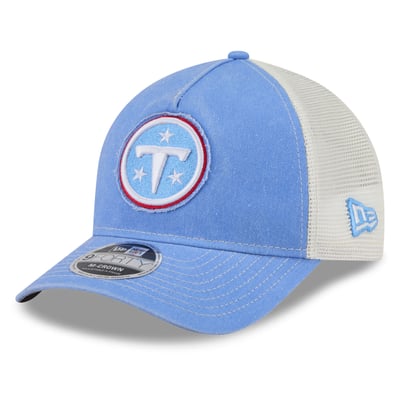  Tennessee Titans New Era Fan 9FORTY A-Frame Trucker Adjustable Hat - Light Blue