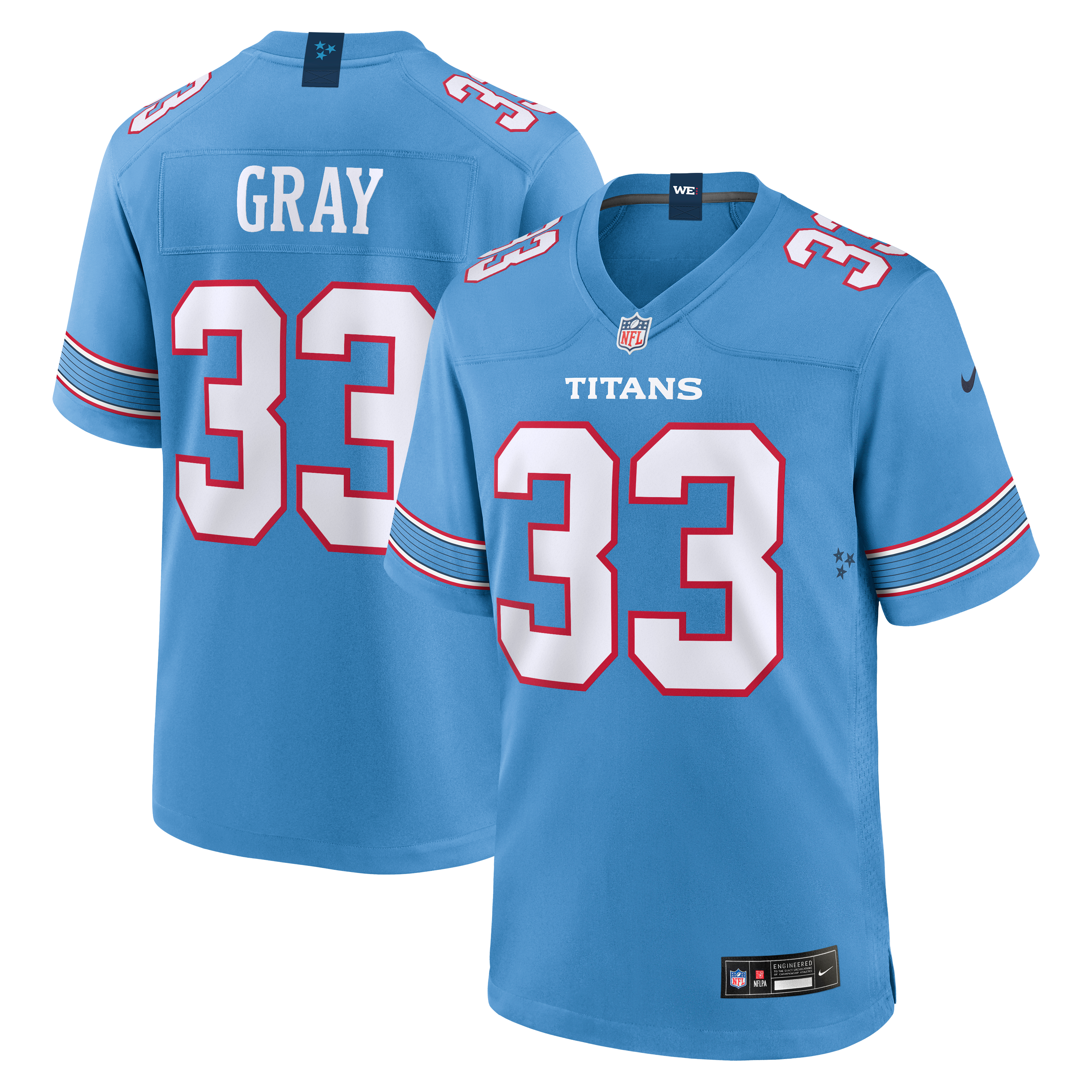 Cedric Gray Tennessee Titans Game Jersey Light Blue