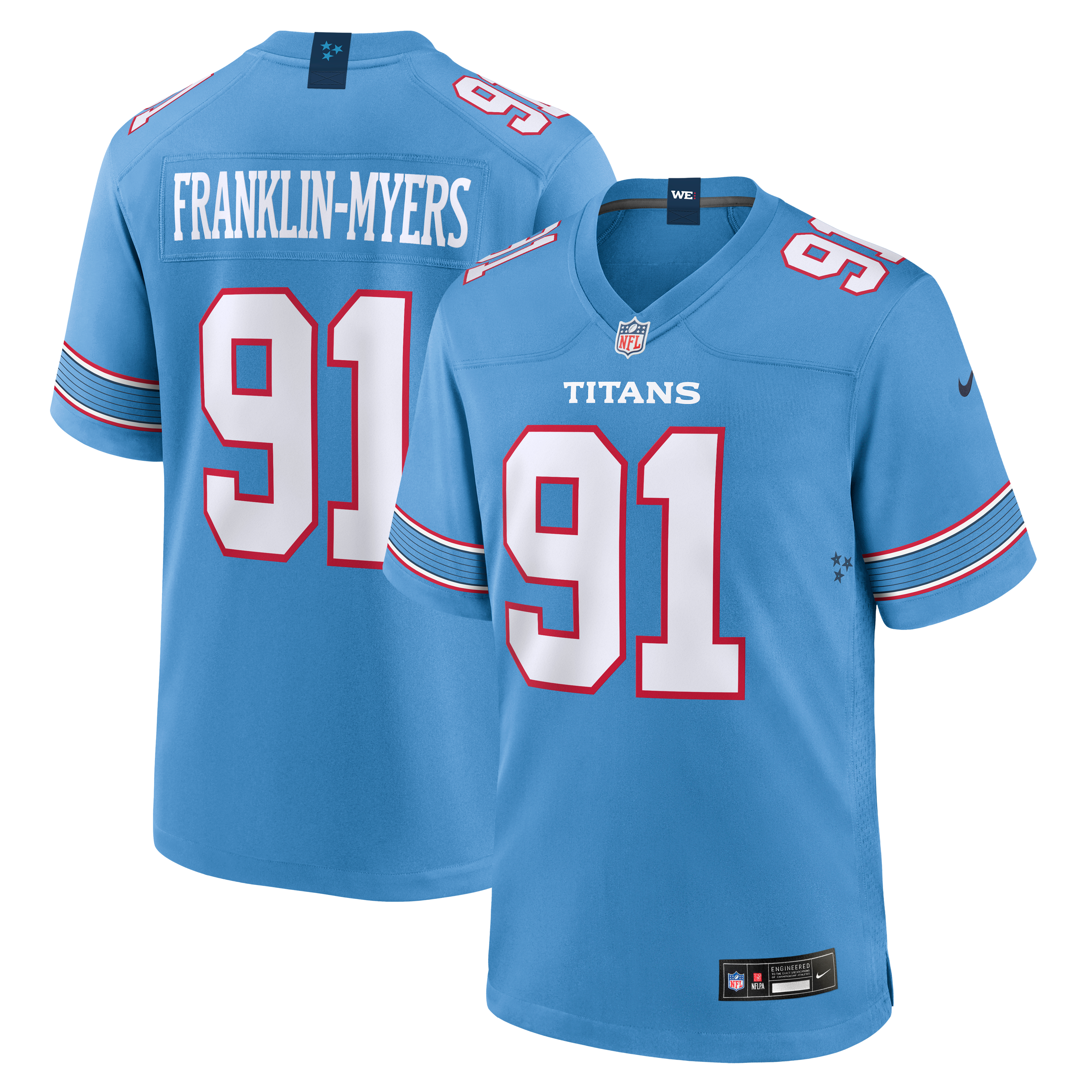 John Franklin Myers Tennessee Titans Team Game Jersey Light Blue