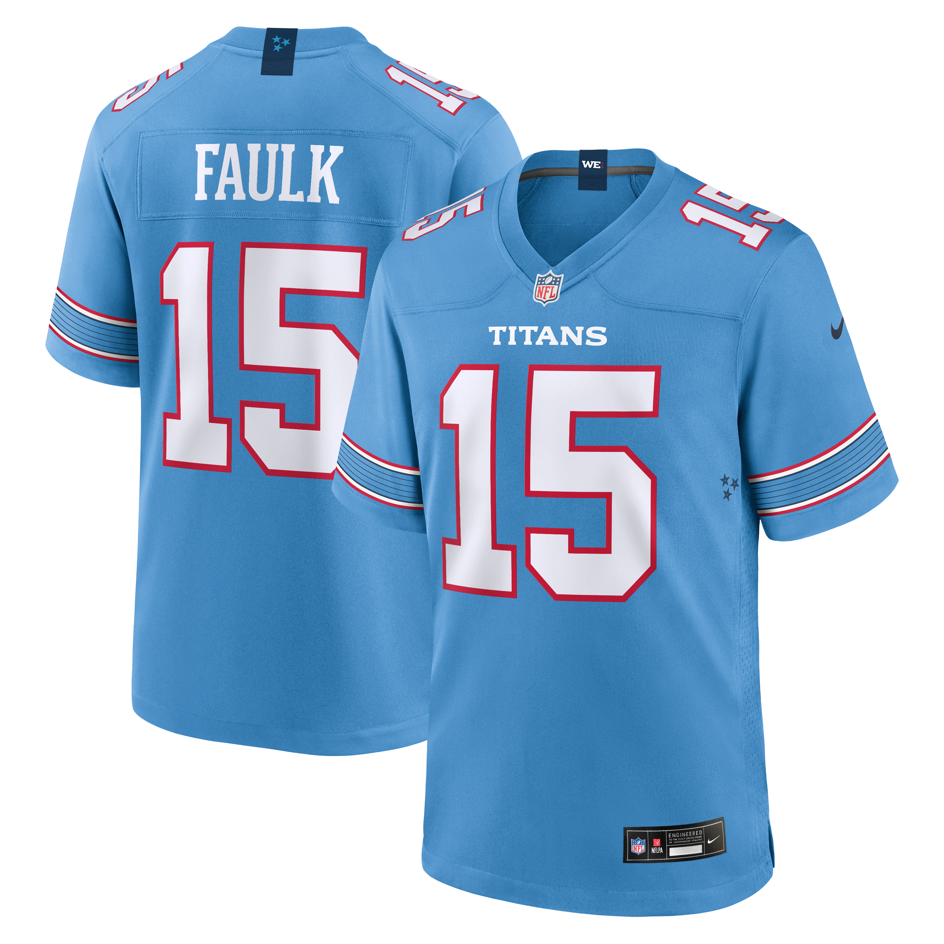 Keldric Faulk Tennessee Titans 2026 NFL Draft First Round Pick No.31 Game Jersey Light Blue
