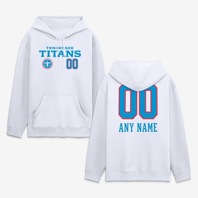 Tennessee Titans  Touchdown Wordmark Personalized Name & Number Hoodie - White