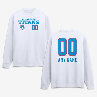 Tennessee Titans  Touchdown Wordmark Personalized Name & Number Sweatshirt - White