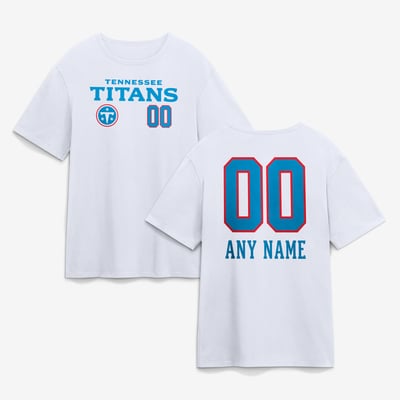 Tennessee Titans  Touchdown Wordmark Personalized Name & Number T-Shirt - White