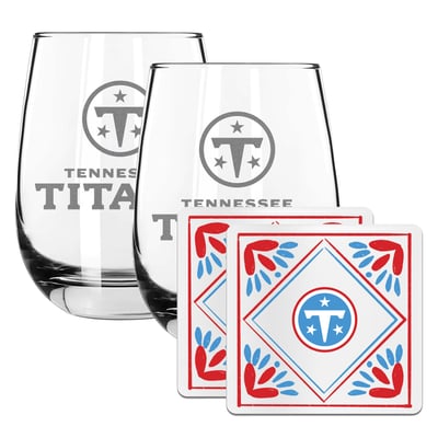 Tennessee Titans The Memory Company 15oz. Stemless Wine Glass & Coaster Set