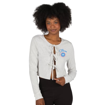 Tennessee Titans Concepts Sport Women's Fray Knit Long-Sleeve Tie Front Top - Gray