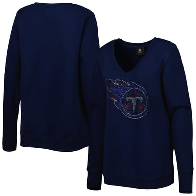 Tennessee Titans FABGATING by Cuce Women's Deep V-Neck Sweatshirt - Navy