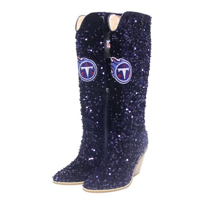  Tennessee Titans FABGATING by Cuce Women's Knee-High Sequin Boots - Navy