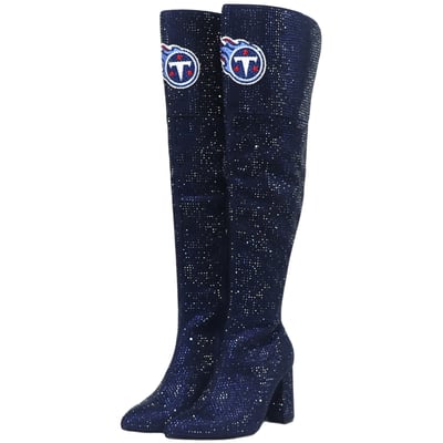  Tennessee Titans FABGATING by Cuce Women's Team Color Crystal Over-The-Knee Boots - Navy