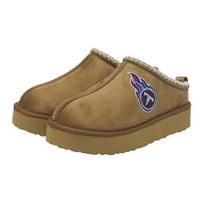  Tennessee Titans FABGATING by Cuce Women's Chestnut Slip On Boots with Crystal Logo - Tan