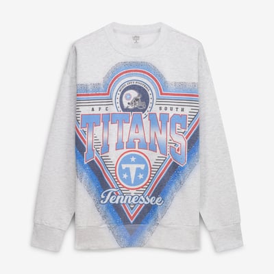Tennessee Titans Gameday Couture Women's Chasing Victory Rhinestone Spray Oversized Fleece Sweatshirt - Heather Gray