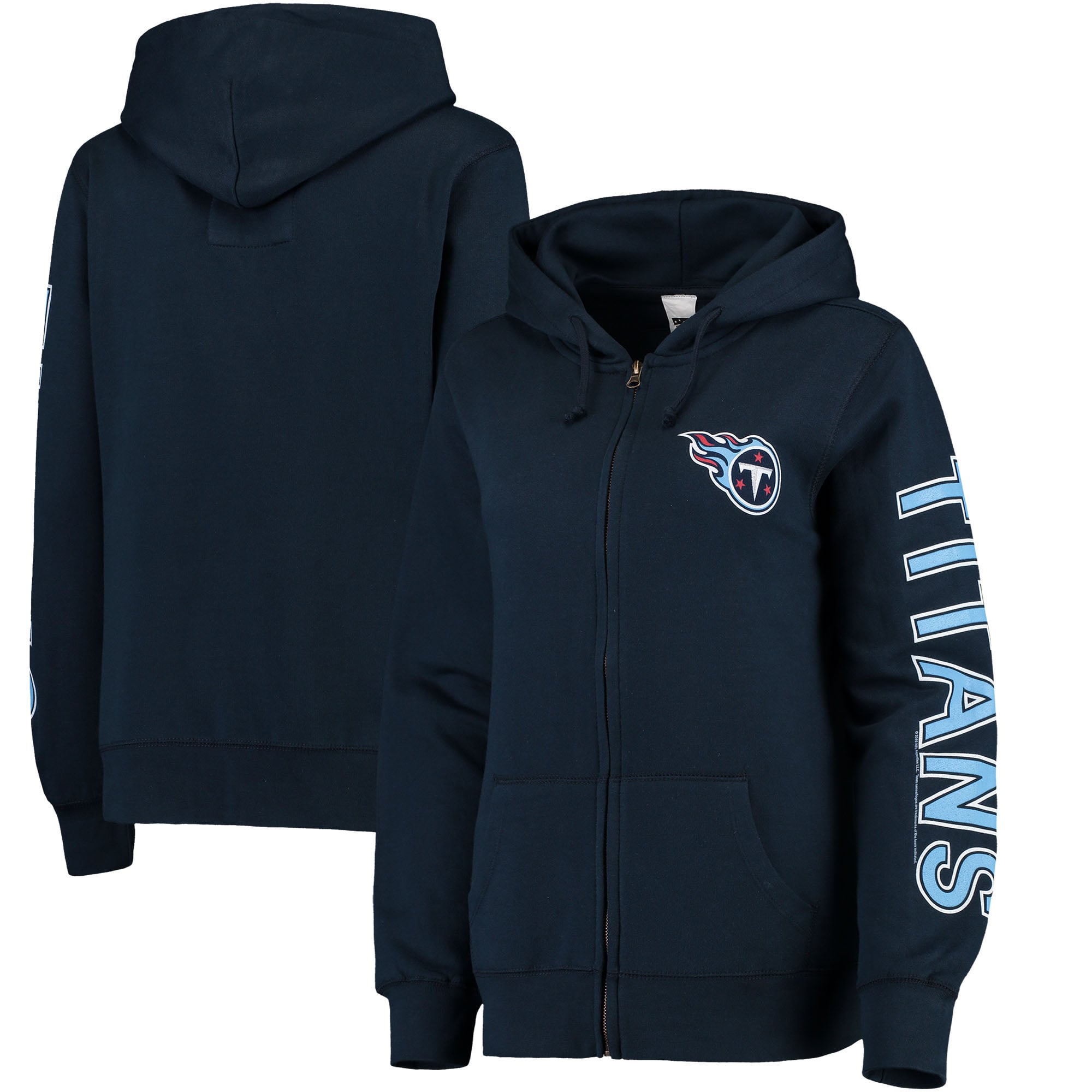 トップス thehighlights 'bigtee'navy Women's Tennessee Titans Navy Extra Point Two-Hit Full-Zip Hoodie