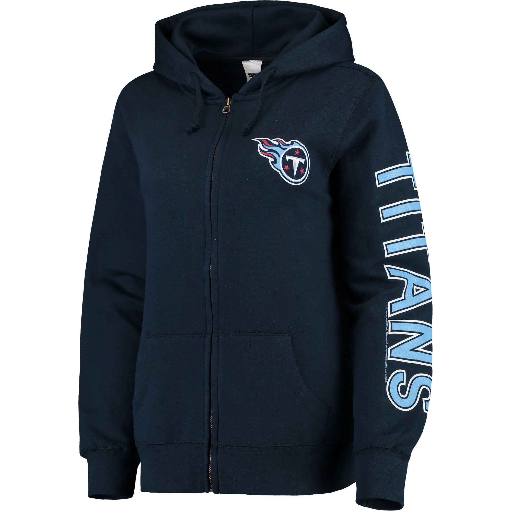 Women's Tennessee Titans Navy Extra Point Two-Hit Full-Zip Hoodie