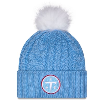 Tennessee Titans New Era Women's Single Knit Hat with Pom - Light Blue