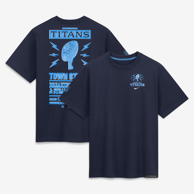 Tennessee Titans Nike Women's 2026 Rivalries Collection Loose Fit Boyfriend T-Shirt - Navy