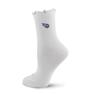  Tennessee Titans PRO Compression Logo Lettuce Hem Quarter Socks - White