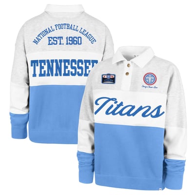 Tennessee Titans Stoney Clover Lane x '47 Women's Cursive Paneled Rugby Fleece Shirt - Gray/Light Blue