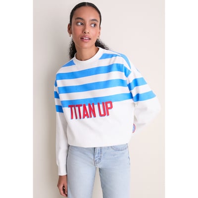 Tennessee Titans Tuckernuck Women's Stripe Sweatshirt - White/Light Blue