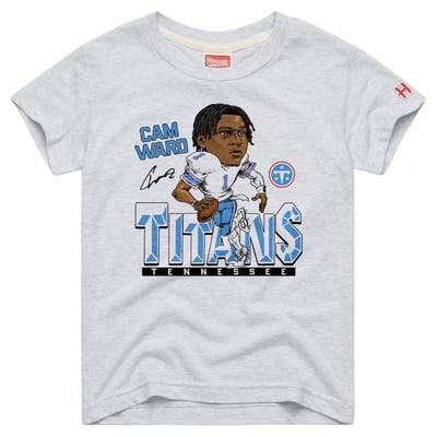 Cam Ward Tennessee Titans Homage Youth Caricature T-Shirt - Ash