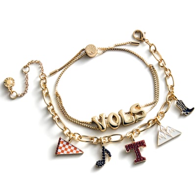 Tennessee Volunteers BaubleBar Two-Piece Delicate Charm & Slogan Bracelet Set