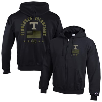  Tennessee Volunteers Champion Operation Hat Trick Flag Powerblend Fleece Full-Zip Hoodie - Black