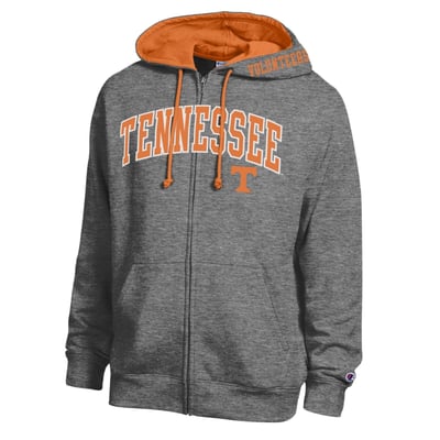Tennessee Volunteers Champion Arch Logo Full-Zip Fleece Hoodie - Heather Charcoal