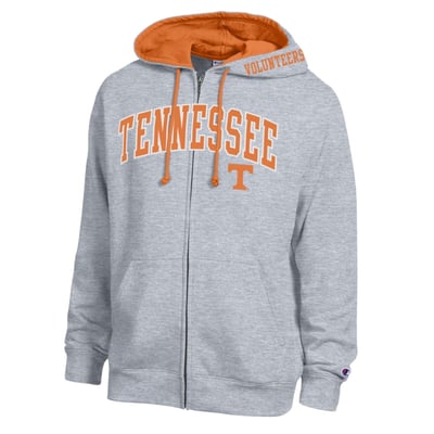 Tennessee Volunteers Champion Arch Logo Full-Zip Fleece Hoodie - Heather Gray