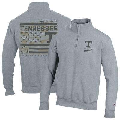 Tennessee Volunteers Champion Operation Hat Trick Flag Powerblend Fleece Quarter-Zip Pullover - Heather Gray