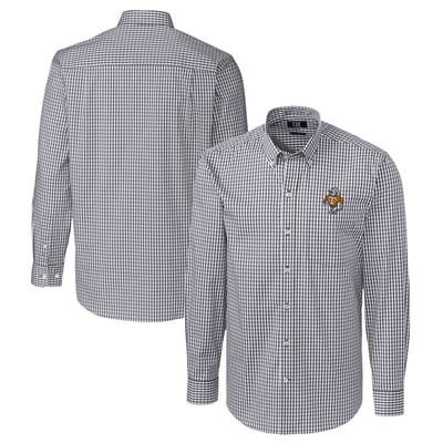  Tennessee Volunteers Cutter & Buck Vault Easy Care Stretch Gingham Long Sleeve Dress Shirt - Charcoal