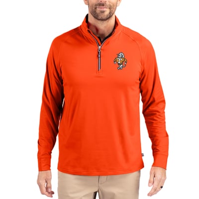 Tennessee Volunteers Cutter & Buck Vault Adapt Eco Knit Stretch Recycled DryTec Quarter-Zip Top - Tennessee Orange