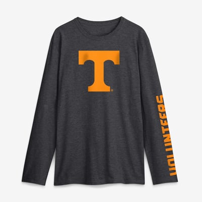 Tennessee Volunteers Logo Athletic Primary Logo Long Sleeve T-Shirt - Heather Gray
