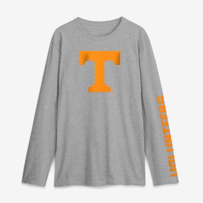 Tennessee Volunteers Logo Athletic Primary Logo Long Sleeve T-Shirt - Heather Gray
