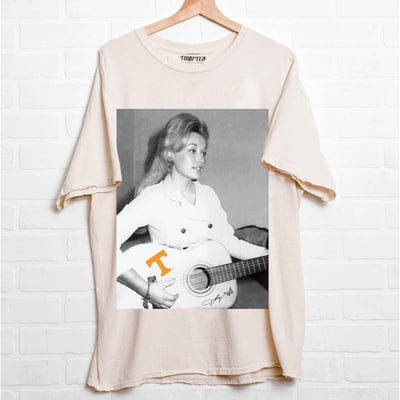 Tennessee Volunteers LivyLu Unisex Dolly Parton Tattoo Guitar T-Shirt - White