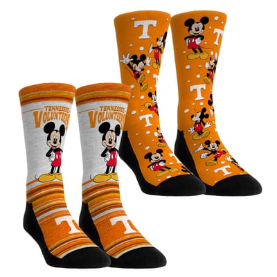  Tennessee Volunteers Rock Em Unisex Mickey Mouse Two-Pack Crew Socks Set - Orange