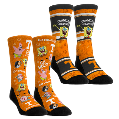  Tennessee Volunteers Rock Em Unisex SpongeBob SquarePants Two-Pack Crew Socks Set - Orange