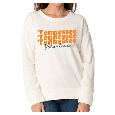 Tennessee Volunteers Flying Colors Apparel Women's Marly Side Split Sweatshirt - Cream
