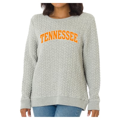 Tennessee Volunteers Flying Colors Apparel Women's Kinsley Quilted Sweater - Heather Gray
